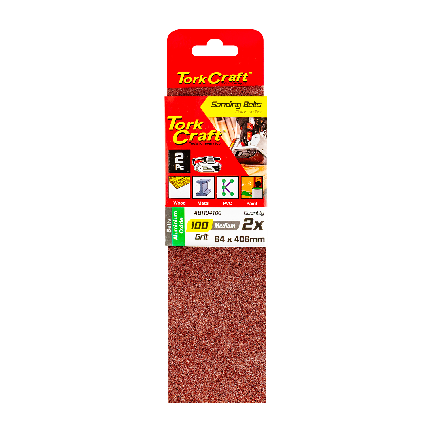 SANDING BELT 64 X 406MM 100GRIT 2/PACK