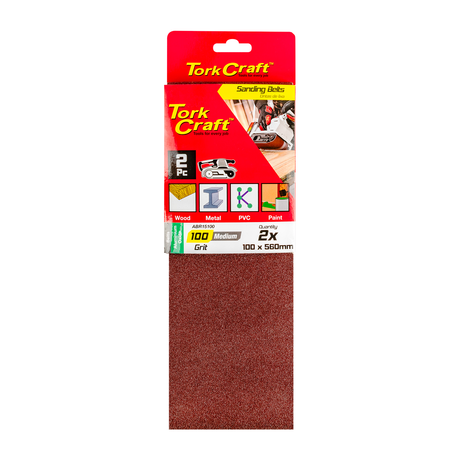 SANDING BELT 100 X 560MM 100GRIT 2/PACK