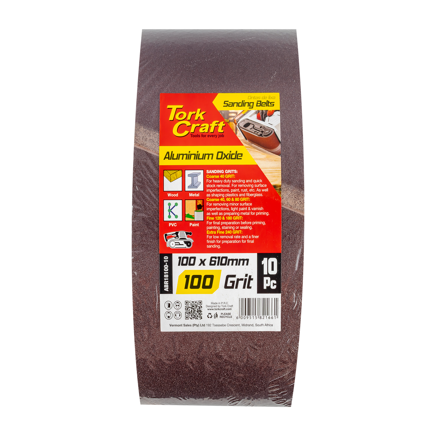 SANDING BELT 100 X 610MM 100GRIT 10/PACK