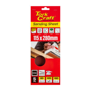 SANDING SHEET ORB 115 X 280MM 120GR PLAIN NO HOLES 5/PK