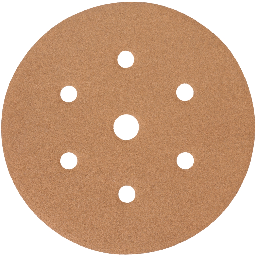 GOLD DISC (50 PIECES) 180 GRIT 150MM X 6+1 HOLES HOOK AND LOOP