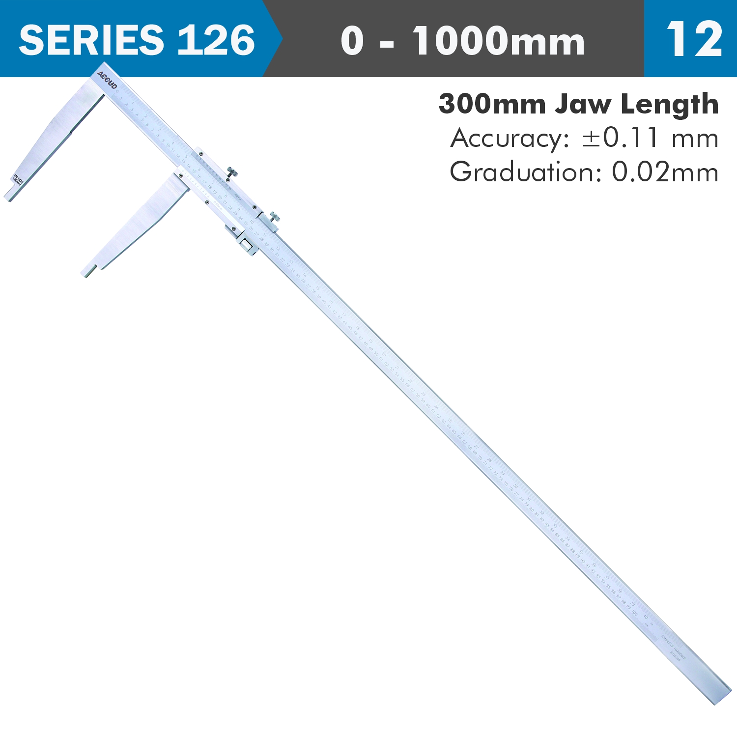 VERNIER CALIPER 1000MM 0.11MM ACC. 300MM 0.02MM GRAD S/STEEL