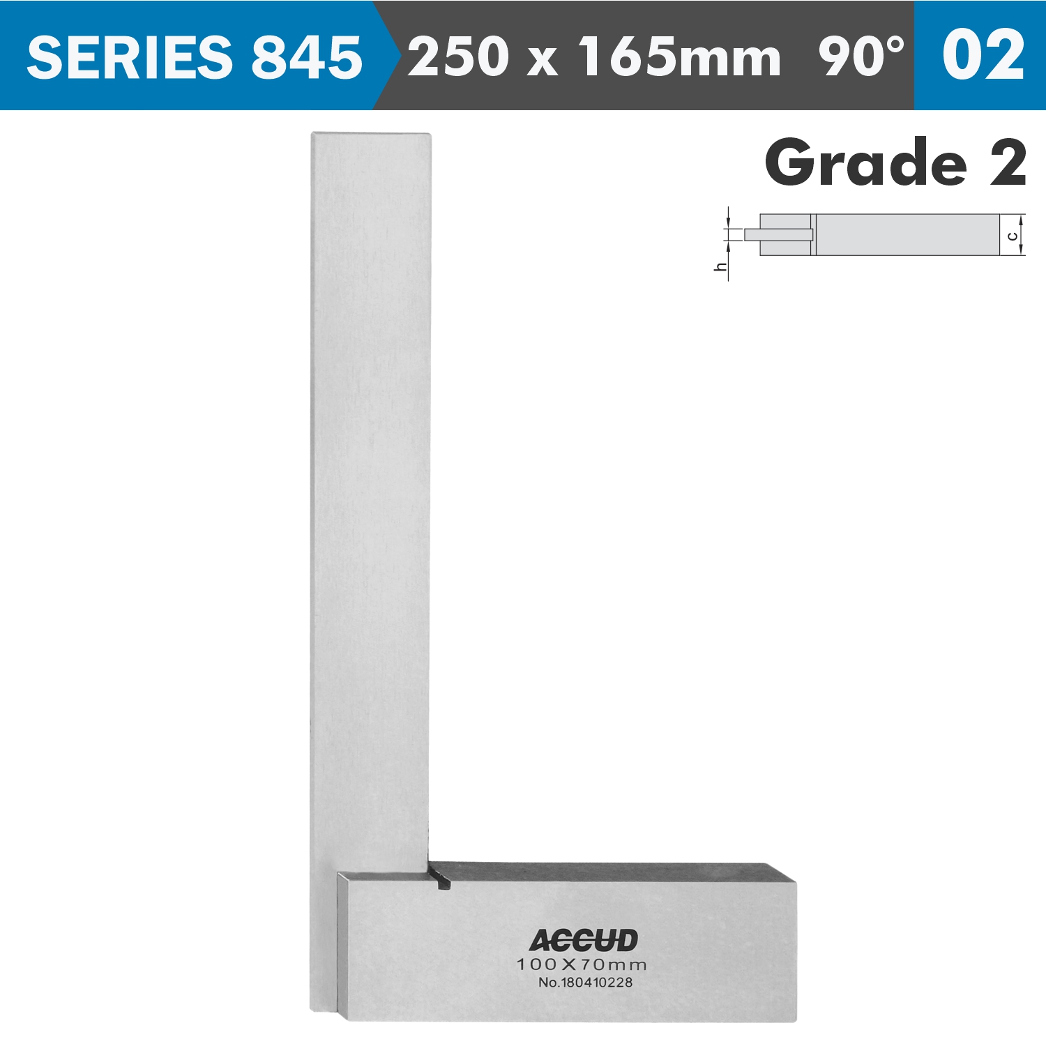 MACHINIST SQUARE WIDE BASE 250X165MM GRADE 2 DIN875