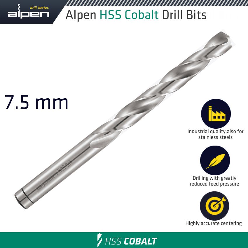 HSS COBALT DIN 338 7.5MM BULK