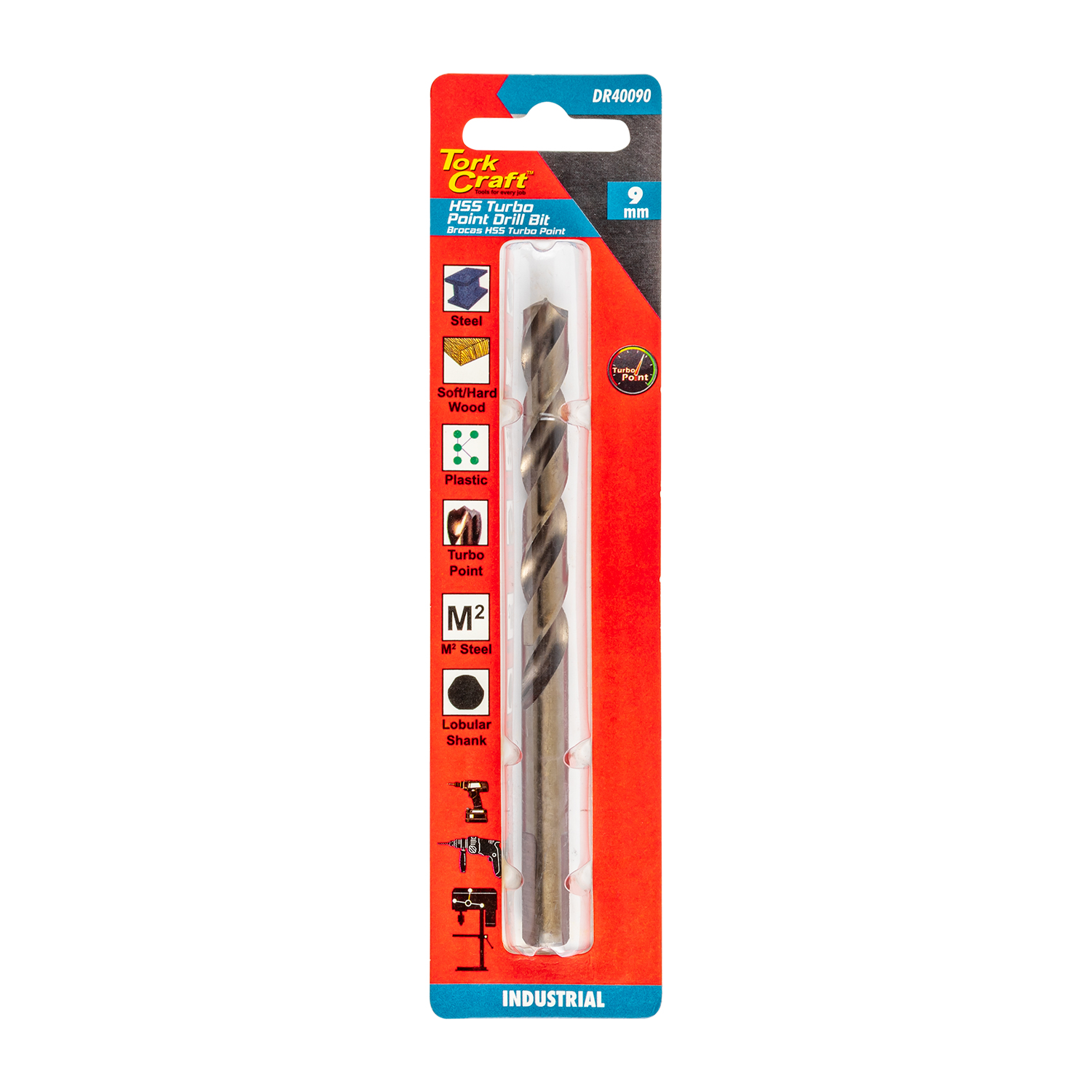 DRILL BIT HSS TURBO POINT 9.0MM 1/CARD