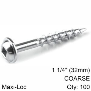 KREG ZINC POCKET HOLE SCREWS 32MM 1.25' #8 COARSE THREAD MX LOC 100CT